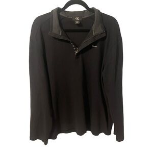 Calvin Klein 1/4 Zip Pullover Mens Black Quarter Zipper Sweater Large Sweater
